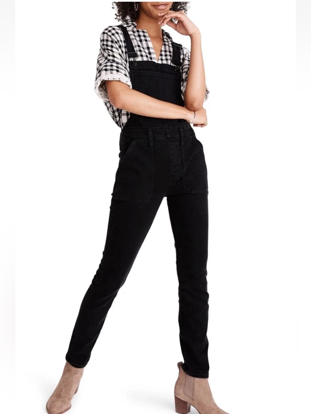 Madewell Black Slim Denim Overalls